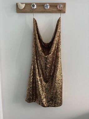 Gold Sequin Slip Dress